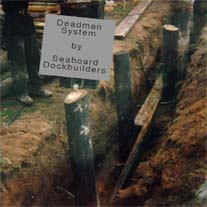 Deadman anchoring system for securing stantions and bulk heading.