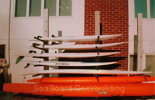 wooden kayak storage unit